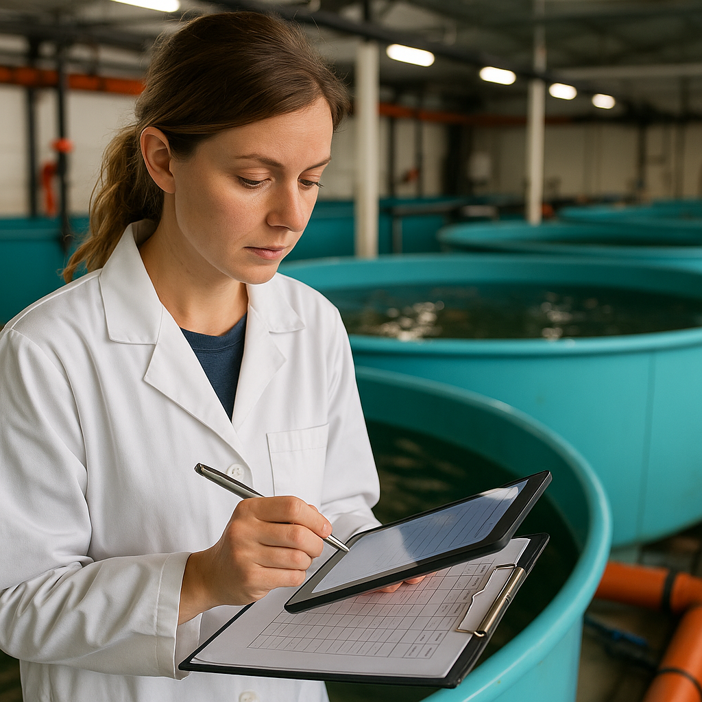 Researcher using eMar to document fish data